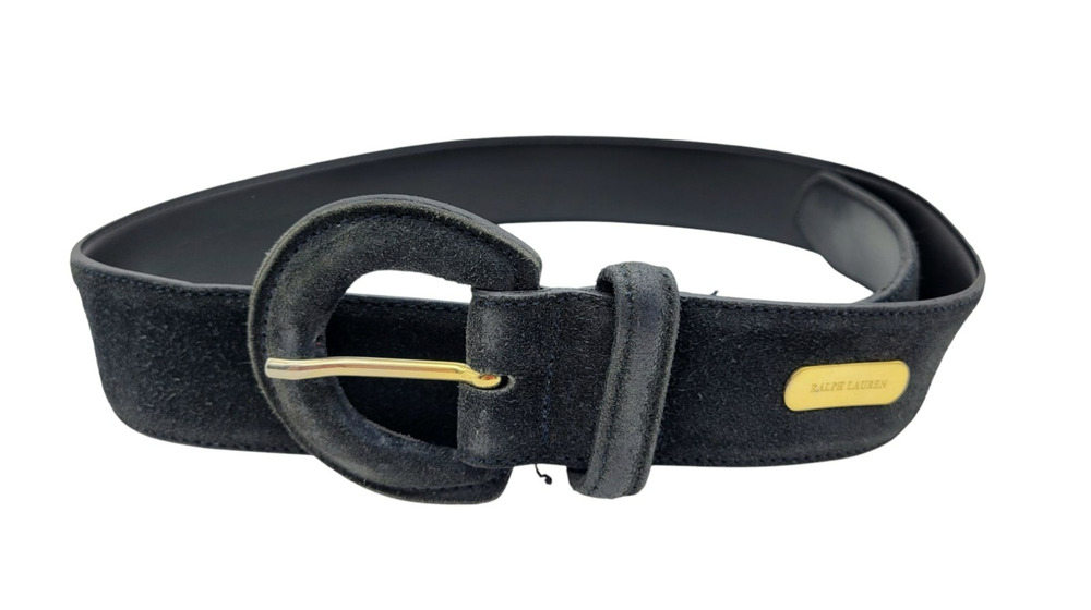 Ralph Lauren 1.5" Wide Black Suede Leather Women's Belt Sz Small Made in Italy